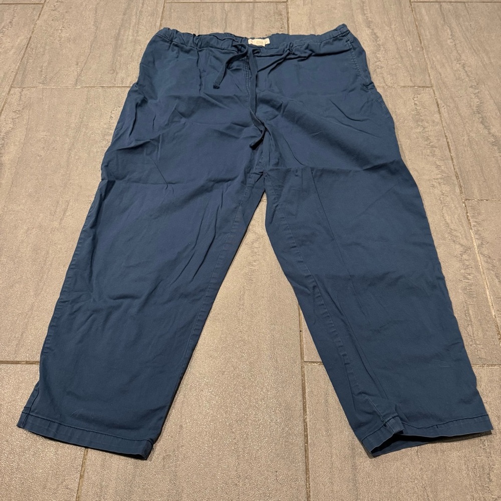 MASON BELLE Blue Chino Cropped Ankle Casual Drawstring Pants Size XL